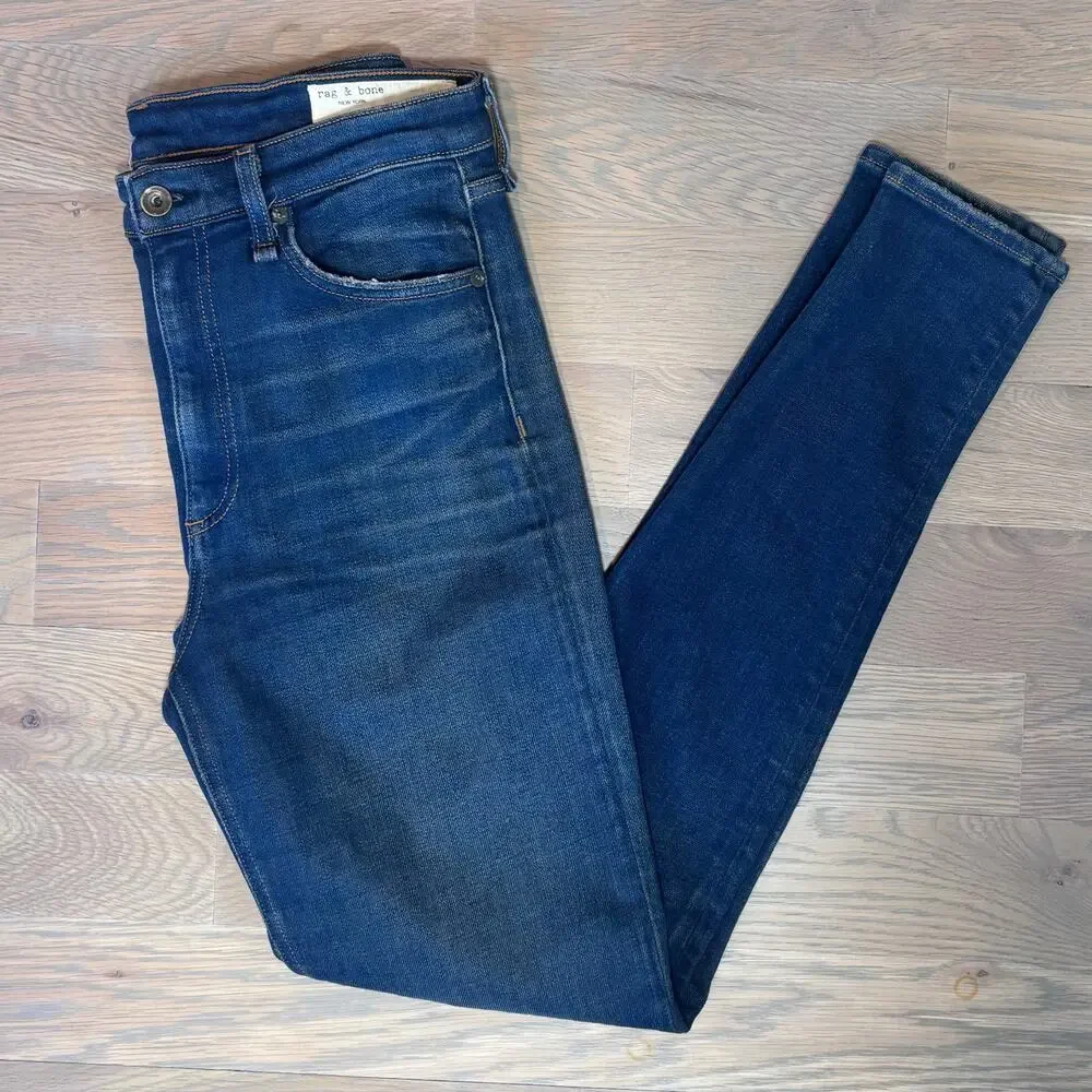 Rag & Bone Nina High Rise Ankle Skinny Jeans Dark Vintage USA Womens Size 27